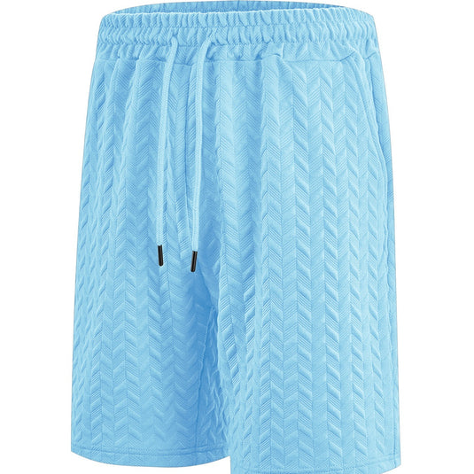 Men's Loose Solid Jacquard Drawstring Casual Beach Pants