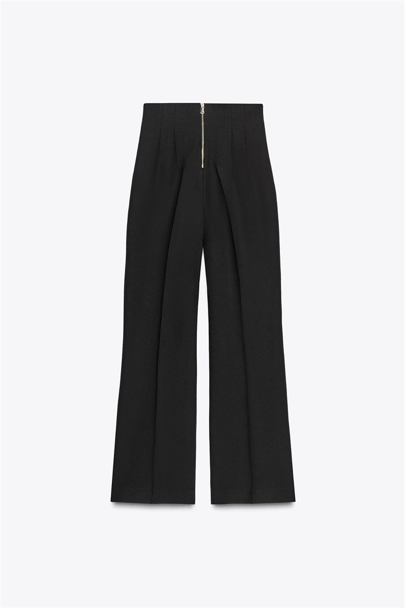 Lataa kuva gallerian katseluohjelmaan Retro Fashion Versatile Slimming High-waisted Pants With Zip Decoration
