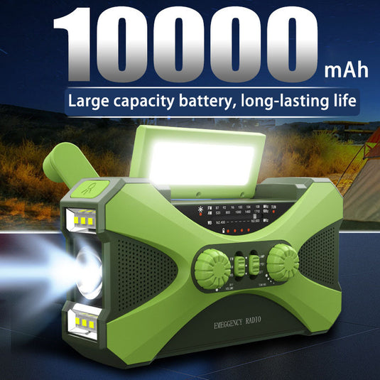 3 In 1 Portable Radio Hand Crank AM-FM-NOAA Emergency Reading Lamp Flashlight Solar Charging Power Bank Support SOS