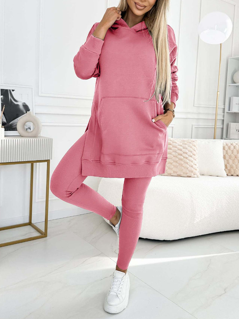 Lataa kuva gallerian katseluohjelmaan Sports Casual Hooded Sweater Thickened Underwear Leggings Two-piece Suit
