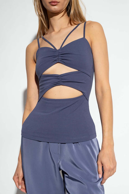 3958907 SAMSOE SAMSOE women's vest summer fashion women's vest worn by model with adjustable straps and draped details.