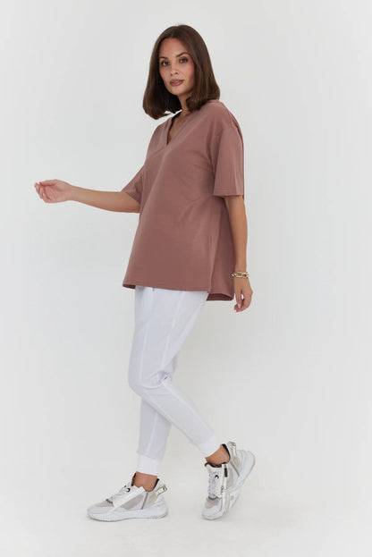 Women’s Solid V-Neck Oversized T-Shirt