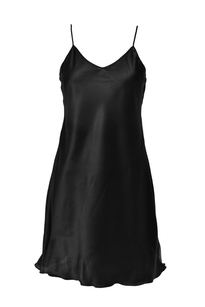 Easy Line Satin Petticoat - Elegant black satin petticoat with adjustable straps, perfect for layering.