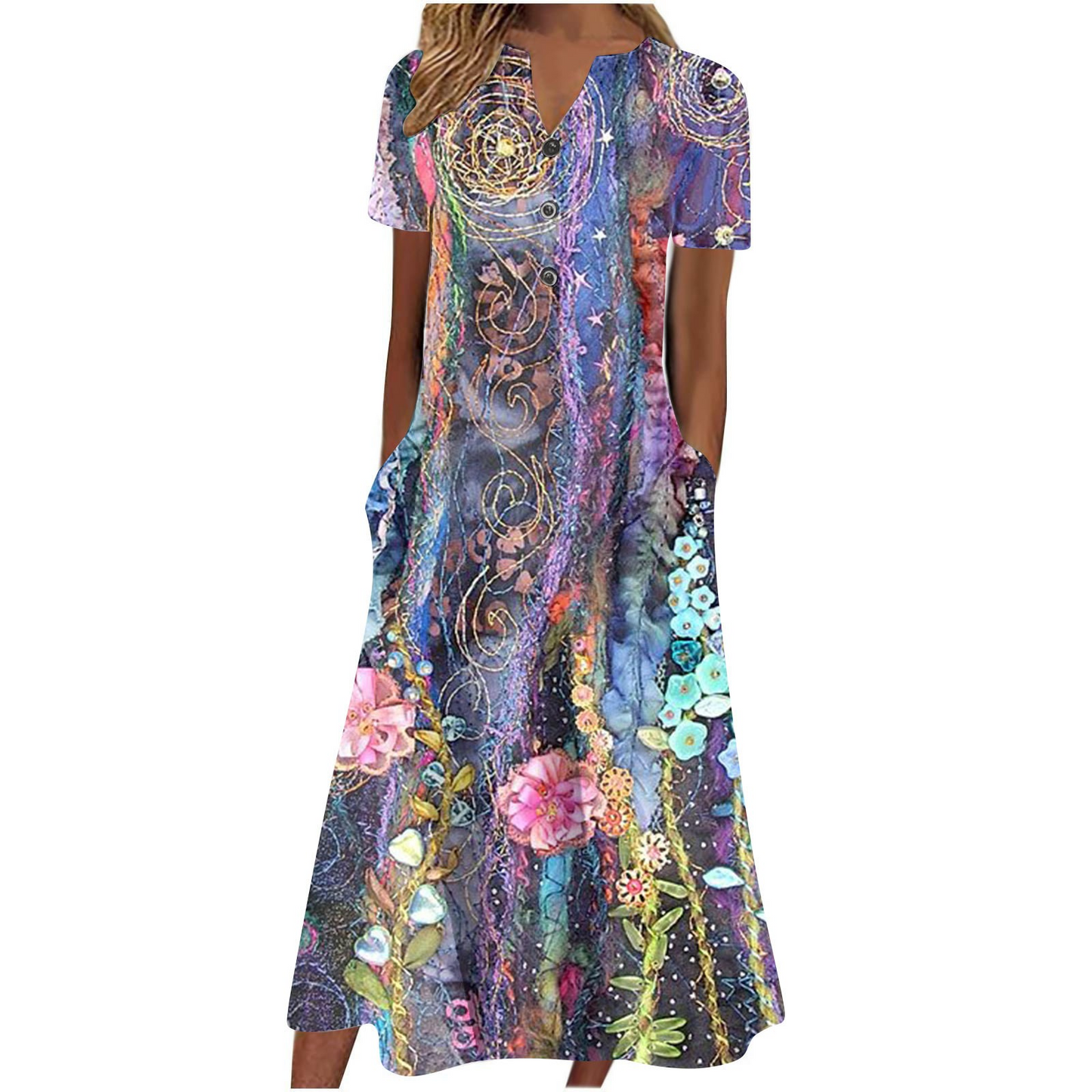 Women’s Summer Midi Dress – Casual, Light & Pocket-Ready
