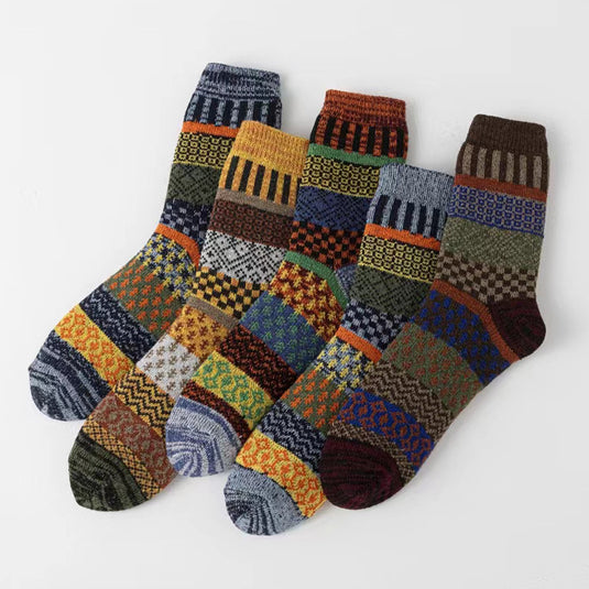 Retro Large Square Wool Socks