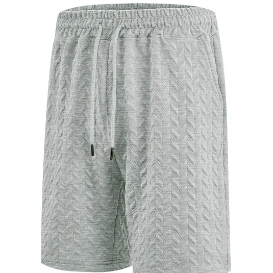 Men's Loose Solid Jacquard Drawstring Casual Beach Pants