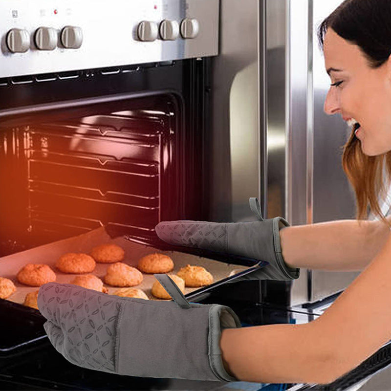 Lataa kuva gallerian katseluohjelmaan Kitchen Anti-slip Heat Insulation Silicone Thickened Gloves
