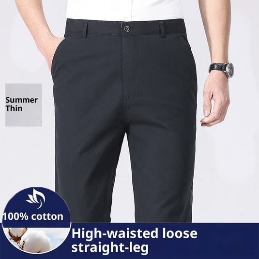 Men's Loose Plus Size Casual Straight-leg Cotton Trousers