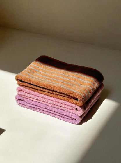 Ultra Soft Absorbent Retro Stripe Bath Towel - 100% Organic Cotton