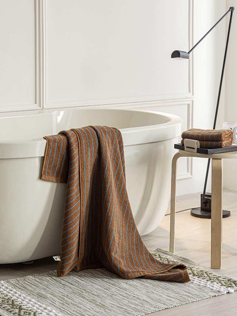 Ultra Soft Absorbent Retro Stripe Bath Towel - 100% Organic Cotton