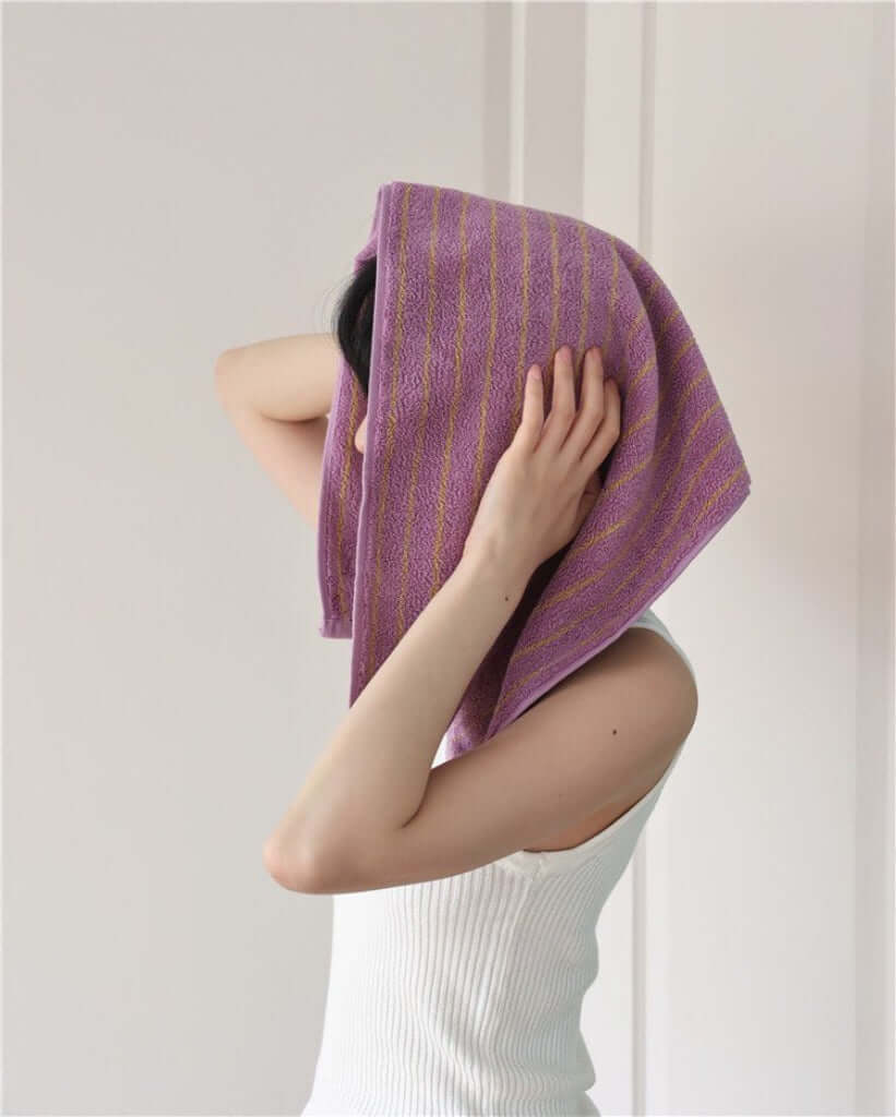 Ultra Soft Absorbent Retro Stripe Bath Towel - 100% Organic Cotton