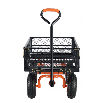 Dump Cart, Metal Garden Dump Cart with Easy to Assemble Frame, Dump